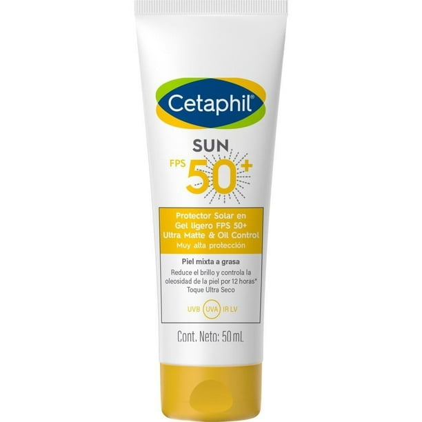 Protector solar Cetaphil sun fps 50+ en gel ligero para piel mixta a grasa ultra matte y oil control 50ml