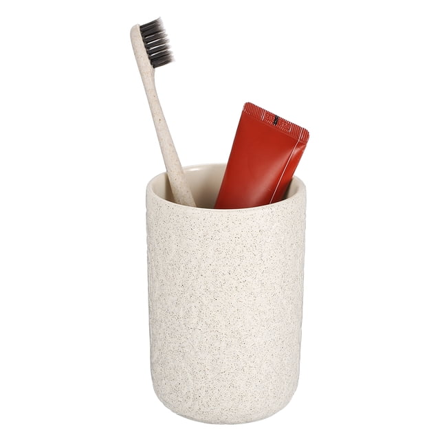 Soportes para cepillos de dientes de cerámica Uxcell, vaso de baño de 10 oz con textura de hoja, reutilizables para enjuague bucal