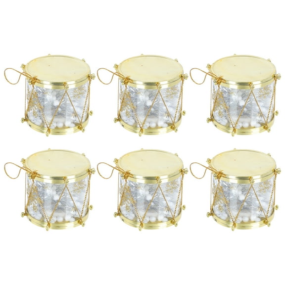 LOLIPPYY Set of 6 Plastic Drum Ornaments Christmas Decorations for Xmas Tree Hanging Pendants