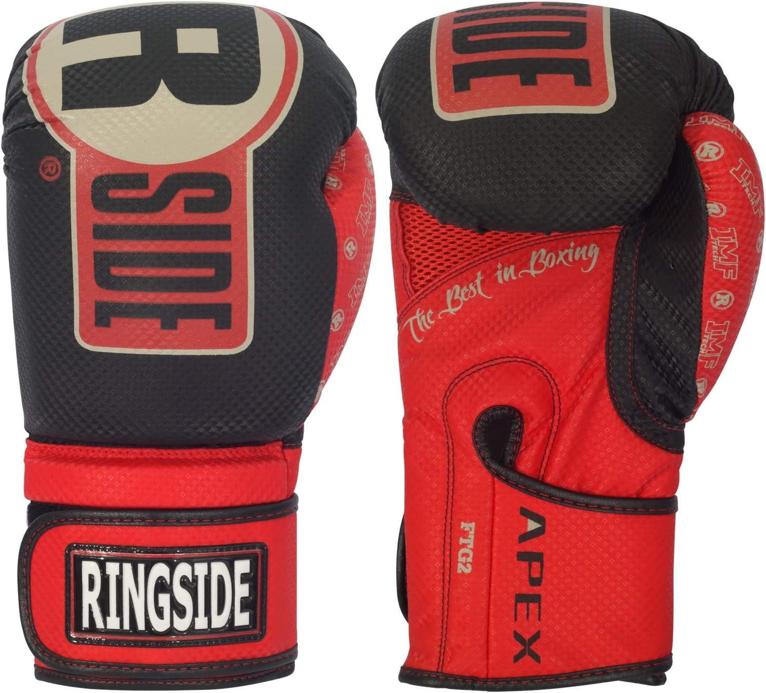 Ringside Apex Flash Sparring Gloves, IMF-Tech Synthetic Boxing Gloves with Secure Wrist Support, Ideal for Men and Women, Black/Red, 16 oz