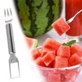 thumbnail image 7 of Viflosae 2 in 1 Watermelon Slicer Cutter Stainless Steel Fruit Cutter Head Portable Windmill Design Melon Cuber with fork Quick Slice Server Tool Kitchen Gadget for Home Summer Fruit Cutting, 7 of 7