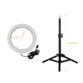 thumbnail image 3 of Amdohai 10 Inch Metal LED Ring Light 3 Modes 10 Levels Brightness USB Powered with 50cm Light Stand + Ballhead Adapter + 2pcs Flexible Phone Holder for Live Streaming Video Recording Network Broadc, 3 of 7