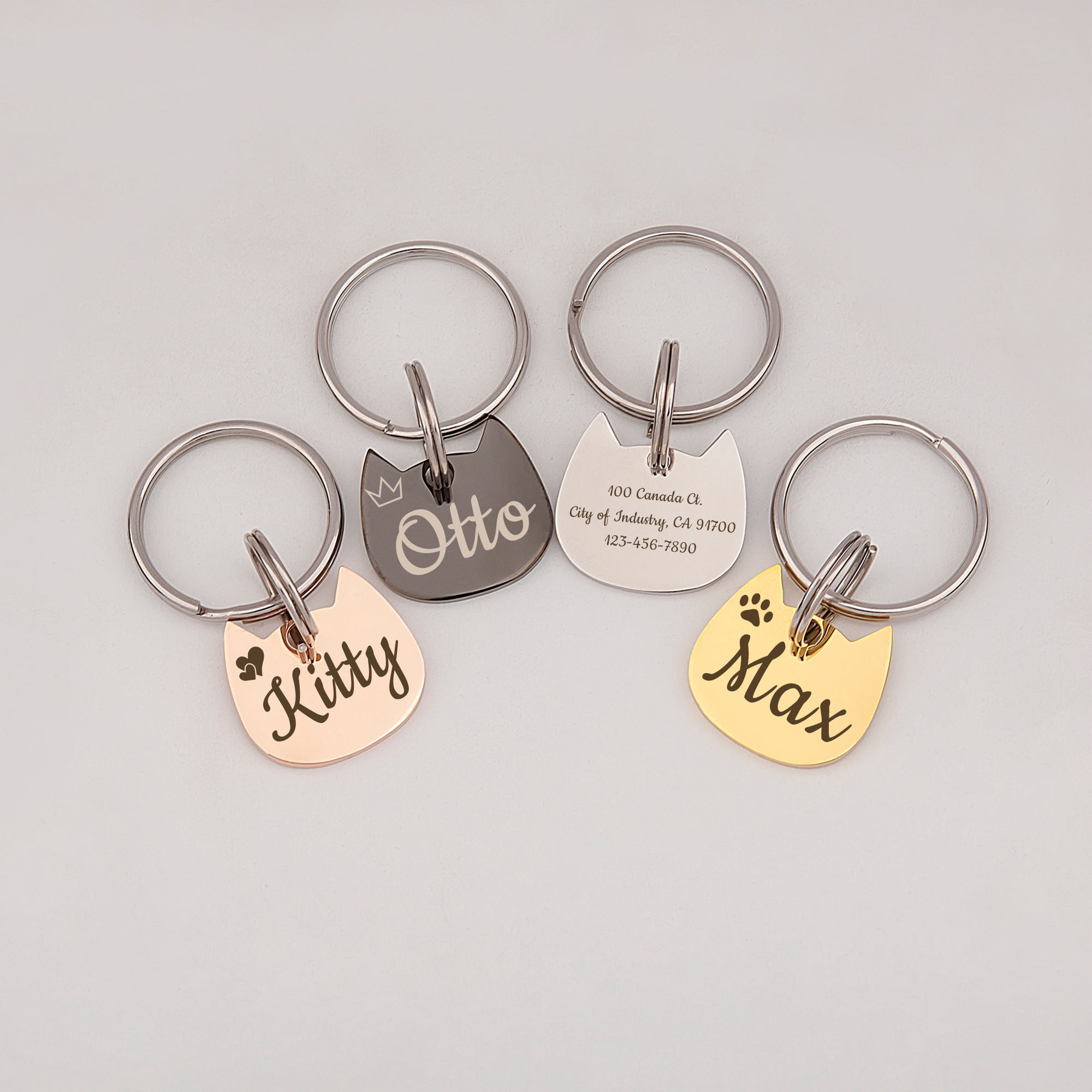 Cat Tag Personalized - Cat Id Tag - Pet Tags Cat - Cat Name Tag - Star and Moon Icon Pet Tag - Cute of Cat Tag Kitten Head Shape Tag