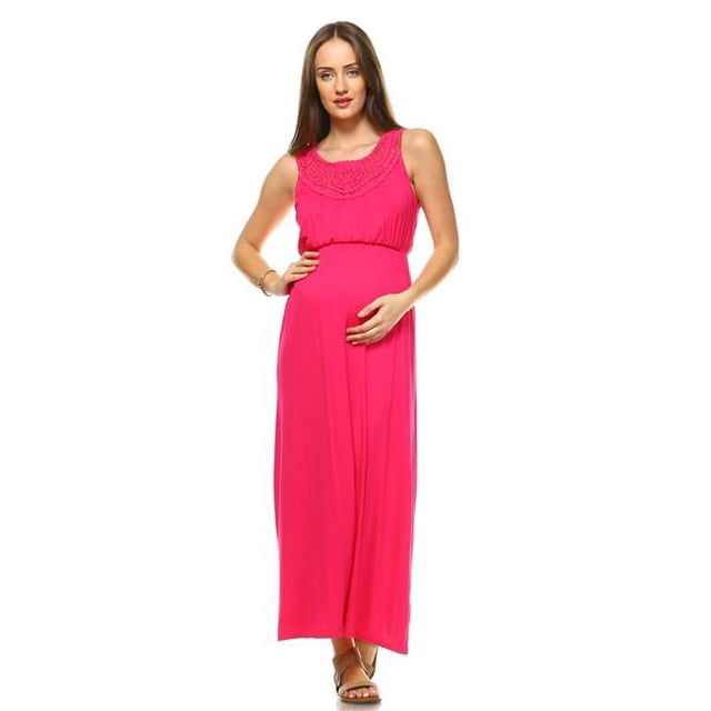 White Mark MTR302-Fuchsia-XL Robe Maxi de Maternité Kadyn , Fuchsia - Extra Grand