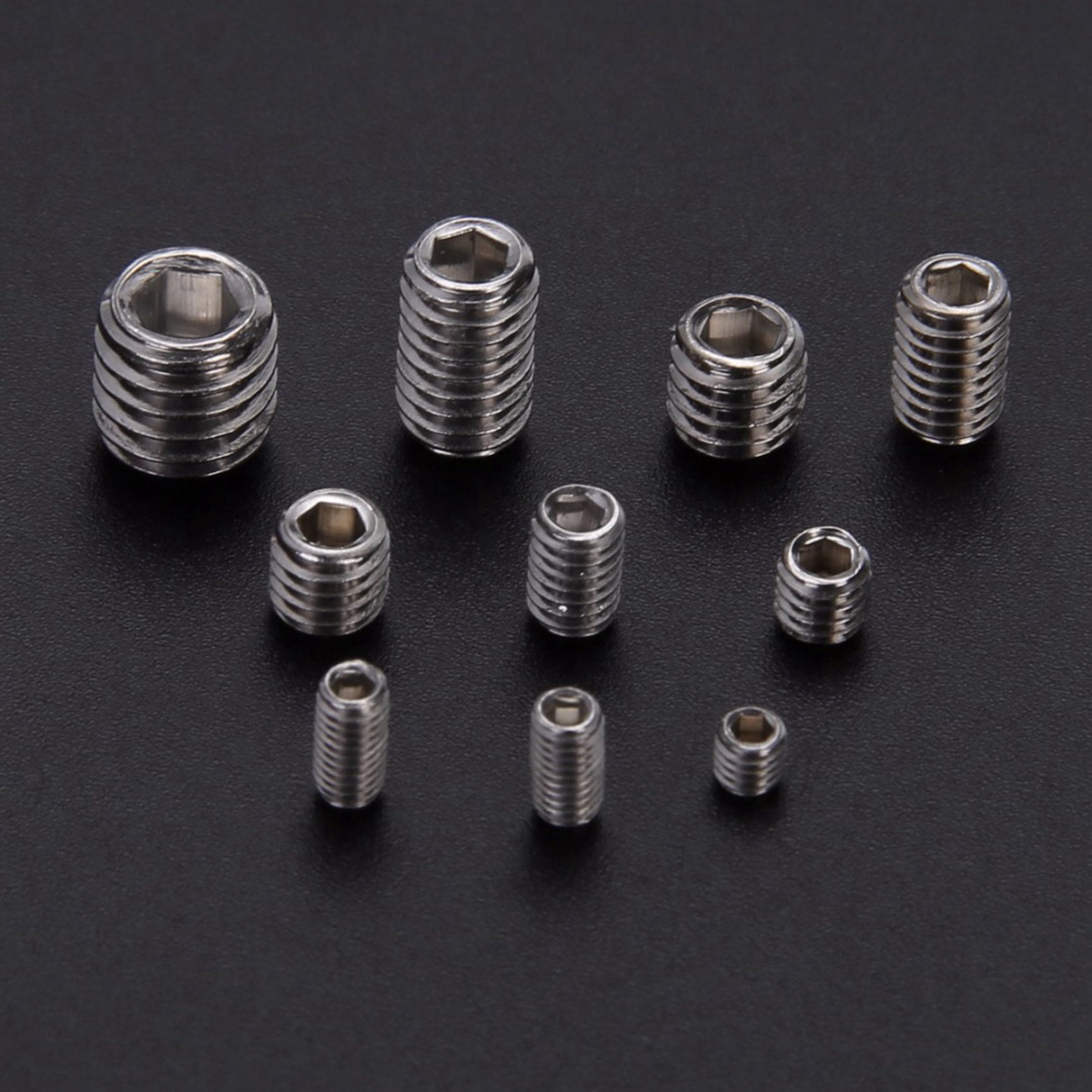 200 Pcs 304 Stainless Steel Grub Screws Hex Socket & 280 Pcs Spring Pin Tension Elastic Cylindrical Cotter Pins