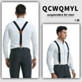 thumbnail image 3 of QCWQMYL Suspenders for Men Heavy Duty Leather Bright Brown Braces 6 Buttons Gift Black, 3 of 6