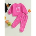 thumbnail image 5 of Toddler Boy Girl Halloween Outfit 6M 12M 18M 24M 2Y 3Y 4Y Ghost Long Sleeve Sweatshirt Top Long Pants Baby Halloween Clothes, 5 of 10