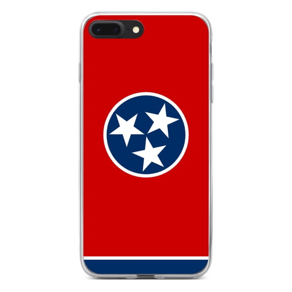 DistinctInk Clear Shockproof Hybrid Case for iPhone 7 PLUS / 8 PLUS (5.5" Screen) - TPU Bumper, Acrylic Back, Tempered Glass Screen Protector - Tennessee State Flag - US State Flag