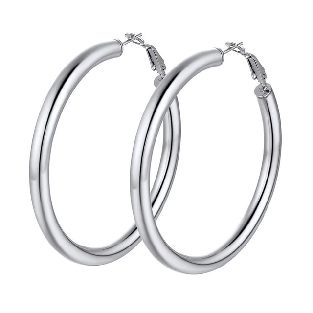 Pendientes de aro grandes de acero inoxidable para mujer, modernos, 60 mm, pendientes redondos hipoalergénicos