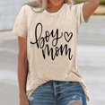 thumbnail image 2 of Lkhaha Womens Graphic T Shirts Boy Heart Mom Letter Print Summer Short Sleeve Casual Plus Size Outfits Beige L, 2 of 5