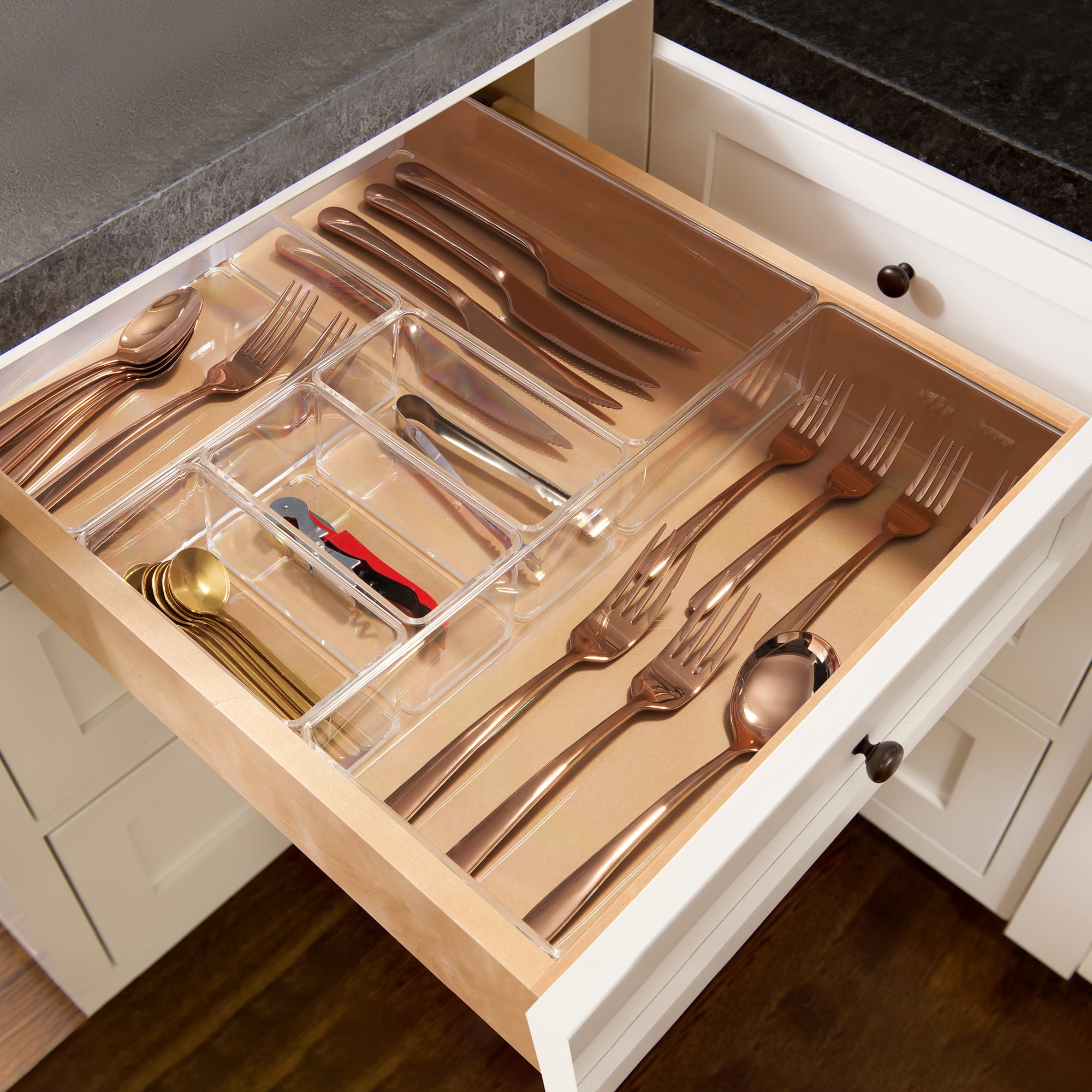 Clear Drawer Organizer Set for Kitchen Storage