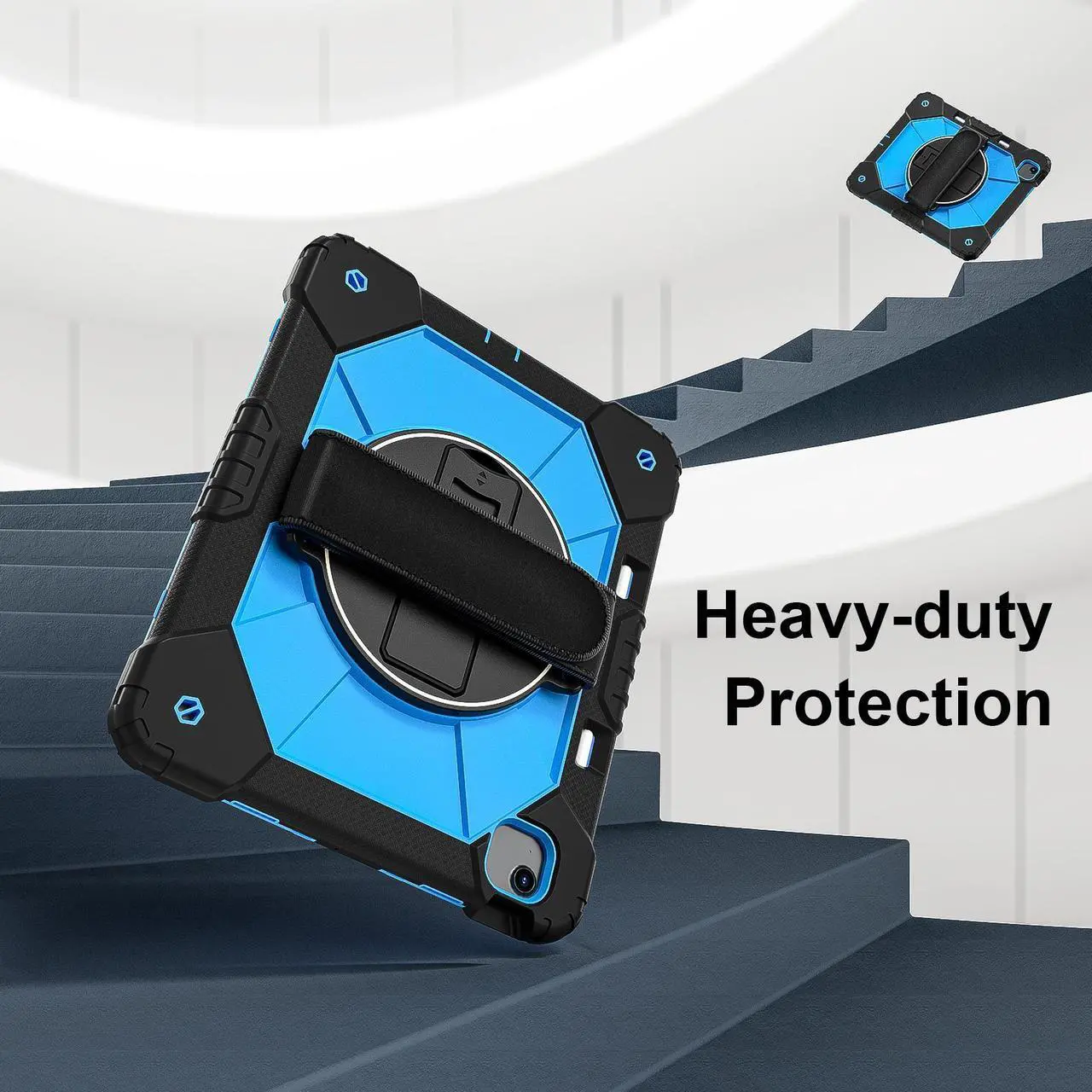 Case for iPad Air 13 Inch M3/M2 2025/2024 with Rotating Stand Pencil Holder Hand/Shoulder Strap, Heavy Duty Shockproof Protective Cover
