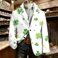 thumbnail image 2 of Men's Blazer Long Sleeve St Patricks Day Printed Button Lapel Collar Casual Lightweight Festival Jackets (M, White), 2 of 5
