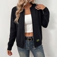 thumbnail image 2 of WULMLEO Women Zip Up Knit Cardigan, Long Sleeve Stand Collar Sweater Jacket with Pockets Soft Lightweight Loose Fit Casual Outerwear Black 2XL, 2 of 5