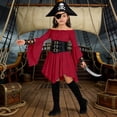 thumbnail image 5 of Girls Off Shoulder Halloween Medieval Pirate Dress, Ruffle Flare Sleeve Handkerchief Hem Costume Dress for Party, 3-12 Years, 5 of 6