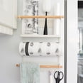thumbnail image 3 of Estante de cocina con ganchos, utensilios de cocina, estante de almacenamiento de toallas de papel, estante organizador montado en la pared, color blanco Jumpingount LF0229-01B, 3 of 7