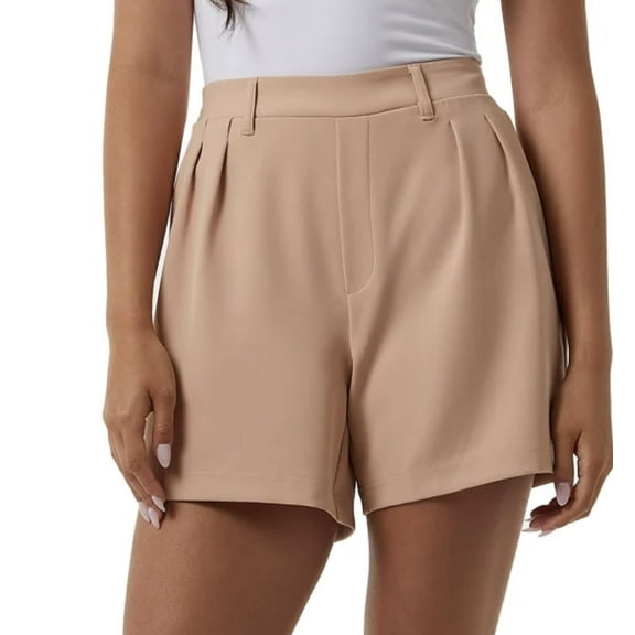 32 Degrees Cool Women's Pull On Pleated Short (US, Alpha, Large, Regular, Regular, Washed Coral (Orange))