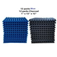 thumbnail image 2 of Bookishbunny 24 packs Black & Blue Pack Acoustic Foam Tiles Wall Record Studio Soundproof 12 x 12 x 1 inch, 2 of 7