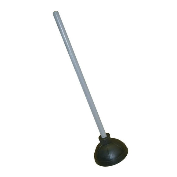 Excellante Plastic Plunger with 21-Inch Long Wooden Handle, Black
