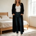 thumbnail image 5 of Ghalytn Women's Open Front Maxi Cardigan Long Sleeve Duster Coat with Pockets and Side Slits Casual Layering Outerwear, 5 of 6