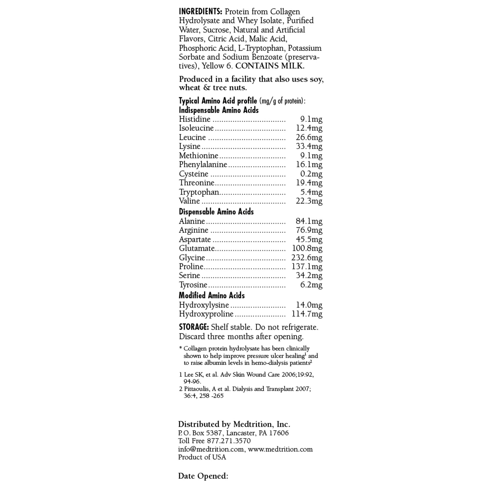Medtrition Liquid Collagen peptides Type I, III 15 Grams Protein per oz. | Plus Orange Crème Bottles 4 pack