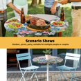 thumbnail image 6 of Elastic Fitted Round Tablecloth, Blue Spring Floral Waterproof Stretch Table Cover for 36"-44" Tables, Pink Flowers Butterfly Rustic Washable Outdoor Tablecloths for Patio, Picnic, Camping, 6 of 9