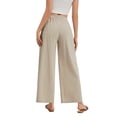 thumbnail image 7 of TEMOFON Linen Pants Women Wide Leg Casual Palazzo Pant Summer Baggy Flowy Khaki Vacation Pants with Pockets S, 7 of 7