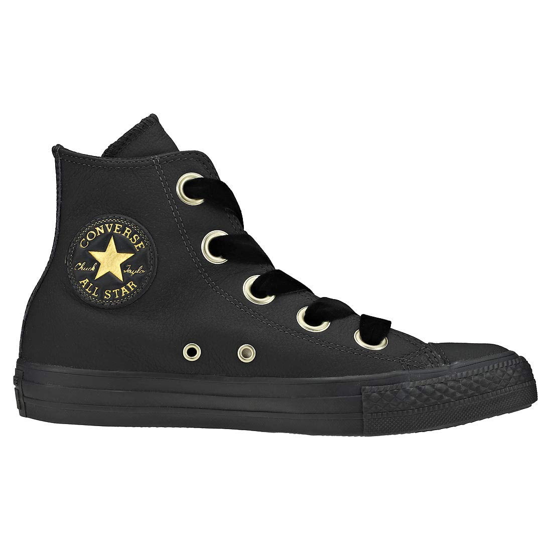 Star Big Eyelets Hi Sneakers Black Gold 