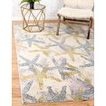 thumbnail image 2 of Unique Loom Positano Collection Tapis de Plage pour Étoiles de Mer, 4' 0 x 6' 0, Beige/bleu, 2 of 10