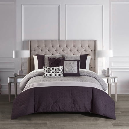 UPC: 0843145122219 | Malda 6 Piece Comforter Set Jacquard Geometric Diamond Pattern Color Block Design Bedding
