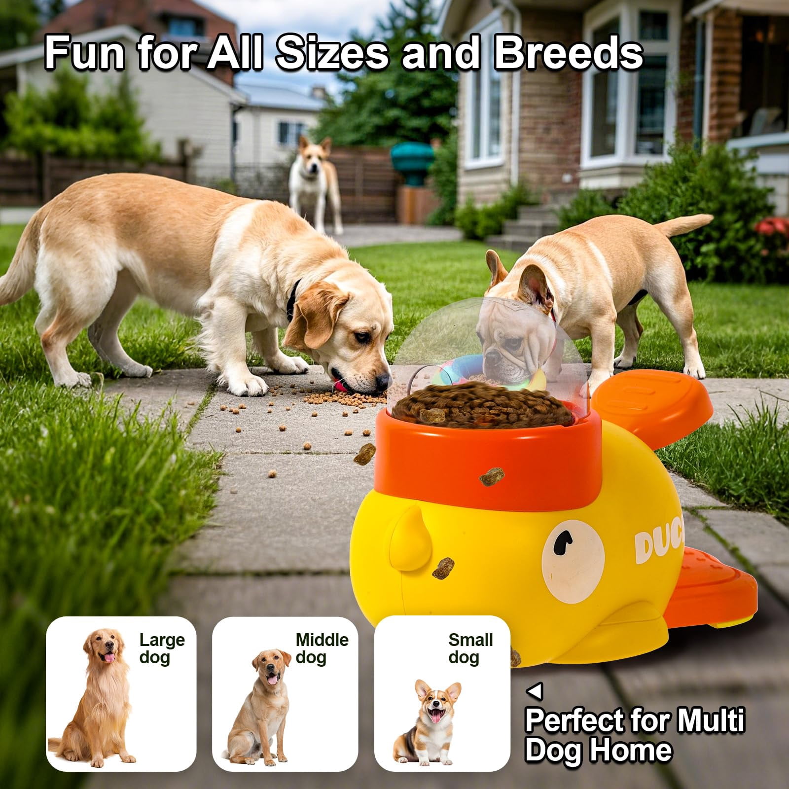 2-in-1 Slow Feeder & Puzzle Toy - Durable Duck Design for Small/Medium Dogs (Mental Stimulation, Anti-Bloating/Anti-Gulping) White