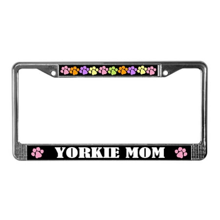 License Plate Holder Sports Mom CafePress - Yorkie Mom License Frame Dog Gift - Chrome License Plate Frame, License Tag Holder ()