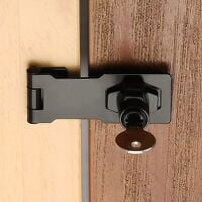 Hasp Lock, Door Latch Lock Buckle 2 3 Inch 2 in 1 Lock Buckle and Padlock with Padlock and Key for Punch Free Doors/Cabinets