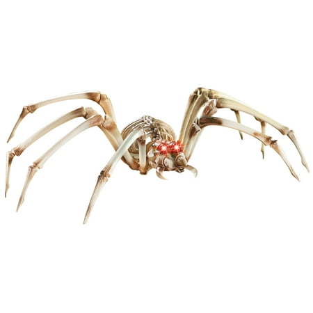 Giant Skeleton Spider Scary Halloween Decoration, 3 ft. Wide, Lighted Red Eyes