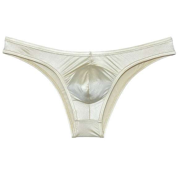 Botmois Men Shiny Bikini Briefs Underwear Hipster Pants Panties Solid Touch Briefs Enhance Pouch Cheeky Briefs Flesh M