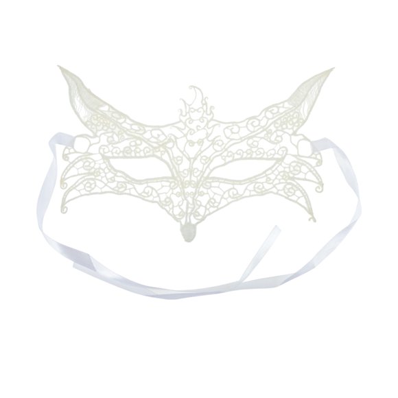 Unique Bargains 1 Pc Lace Wolf Head Half Face Party Mask for Masquerade Party White Lace