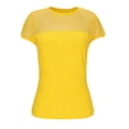 thumbnail image 5 of ZHYou Short Sleeve Shirts for Women Sheer Mesh Crew Neck Pullover Trendy Bodysuits Tops,Yellow,M, 5 of 9