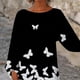 thumbnail image 3 of Blusa tipo túnica de manga 3/4 para mujer, informal, con dobladillo irregular, cuello redondo, estampado de moda, tipo 3 M, 3 of 5
