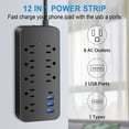 thumbnail image 3 of 10ft Cord 4 USB Ports (1 USB C) Surge Protector Power Strip, Extension Cord for Home Office, ETL Listed, Black, 3 of 7