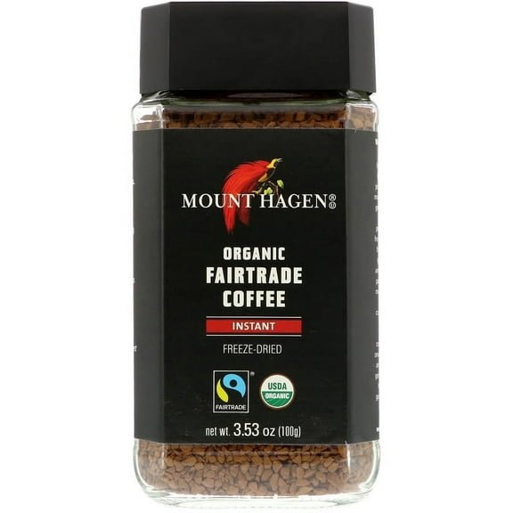 Mount Hagen, Organic Fairtrade Coffee, Instant, 3.53 oz Pack of 4