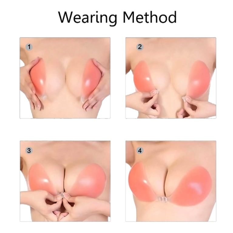 DODOING 2 Packs Women's Strapless Self Adhesive Silicone Bra Comfort  Reusable Backless Push- Up Gel Bra