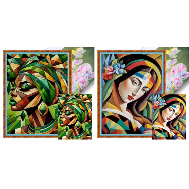 Kit Punto Cruz para Niña Bordado Con Hilo Algodón Ecológico 11CT Arte 40x55cm