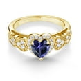 thumbnail image 3 of Gem Stone King 1.01 Ct Heart Shape Blue Iolite 18K Yellow Gold Plated Silver Ring, 3 of 5