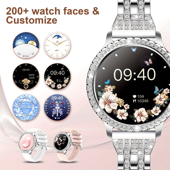 Women's Smart Watch, 1.32" Full Touch Screen, Call Dial/Receive, Fitness Tracker Pedometer/Sports, AI Voice, 3 Straps, Android & iPhone Compatible