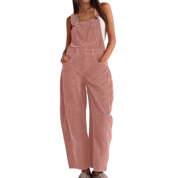 Haivin Women's Corduroy Bib Overalls, Adjustable with Pockets, Wide Leg for Work and Casual Wear