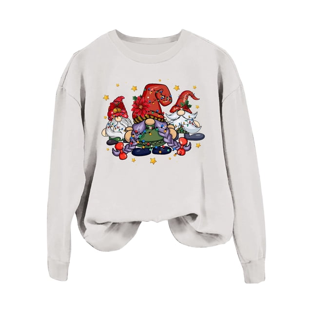 VBARHMQRT Sweat à Capuche de Mariée Mode de Noël Décontractée pour Femmes à Pois Colorés Imprimé Snowman à Manches Longues