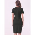 thumbnail image 4 of DARING DIVA Women's Tie Waist Short Sleeve Work Office Sheath Dresses L Black, 4 of 6