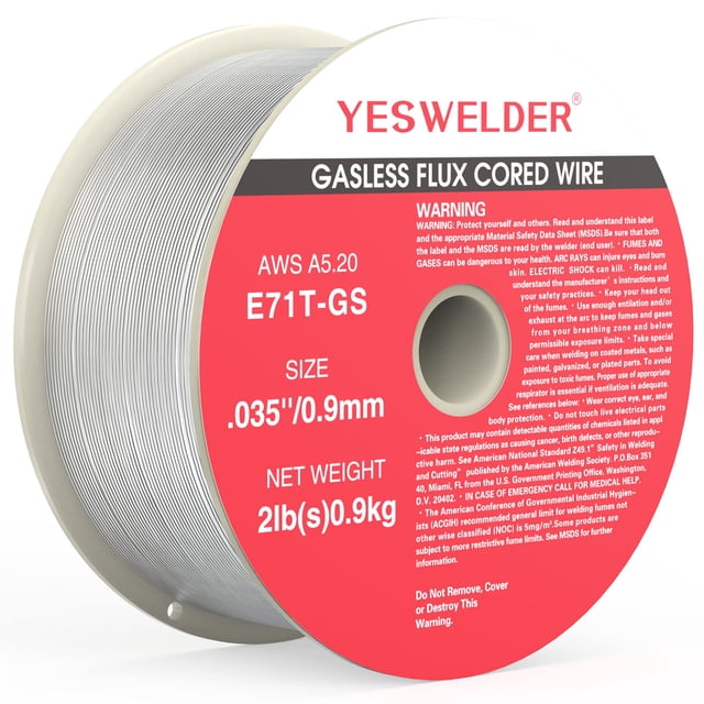 Alambre MIG Flux Core YESWELDER E71TGS de acero templado, 0,9 mm, 1 kg