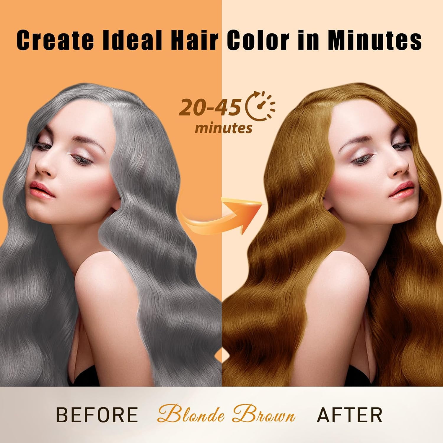 Hair Dye Shampoo Blonde Brown, 3 in 1 Long-Lasting Hair Coloring Shampoo with Herbal Ingredients, Instant Magic Hair Dye with Hair Masks, Easy Application Shampoo Para Canas for Women Men 16.9 Fl Oz