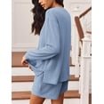 thumbnail image 5 of Ekouaer 2 Pieces Lounge Set for Women Long Sleeve Pajamas Top and Shorts Matching Sets Outfits with Pockets, 5 of 6